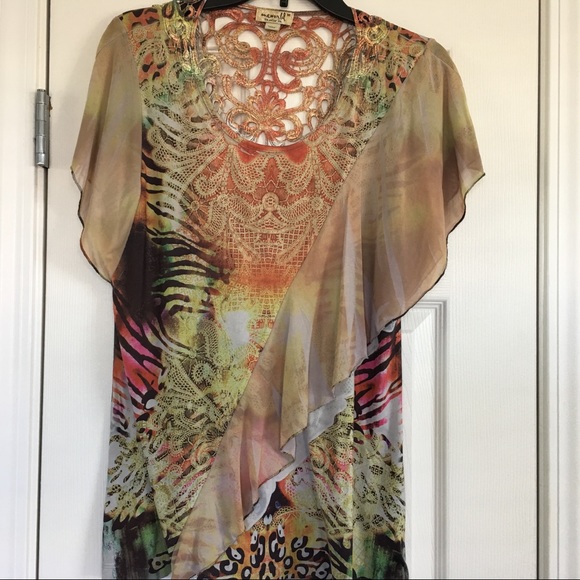 ONE WORLD Tops - One World Womens Sleeveless Top With Ruffles M-